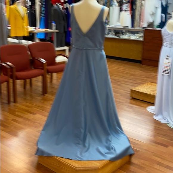 ✔️ slate blue grey bridesmaid dress with pockets - Picture 4 of 9
